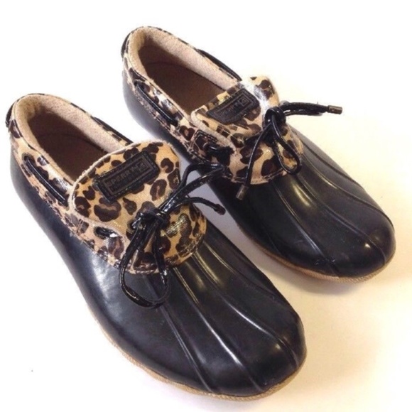 Sperry Shoes - *Sperry Topsider 6.5 leopard/black duck boots*